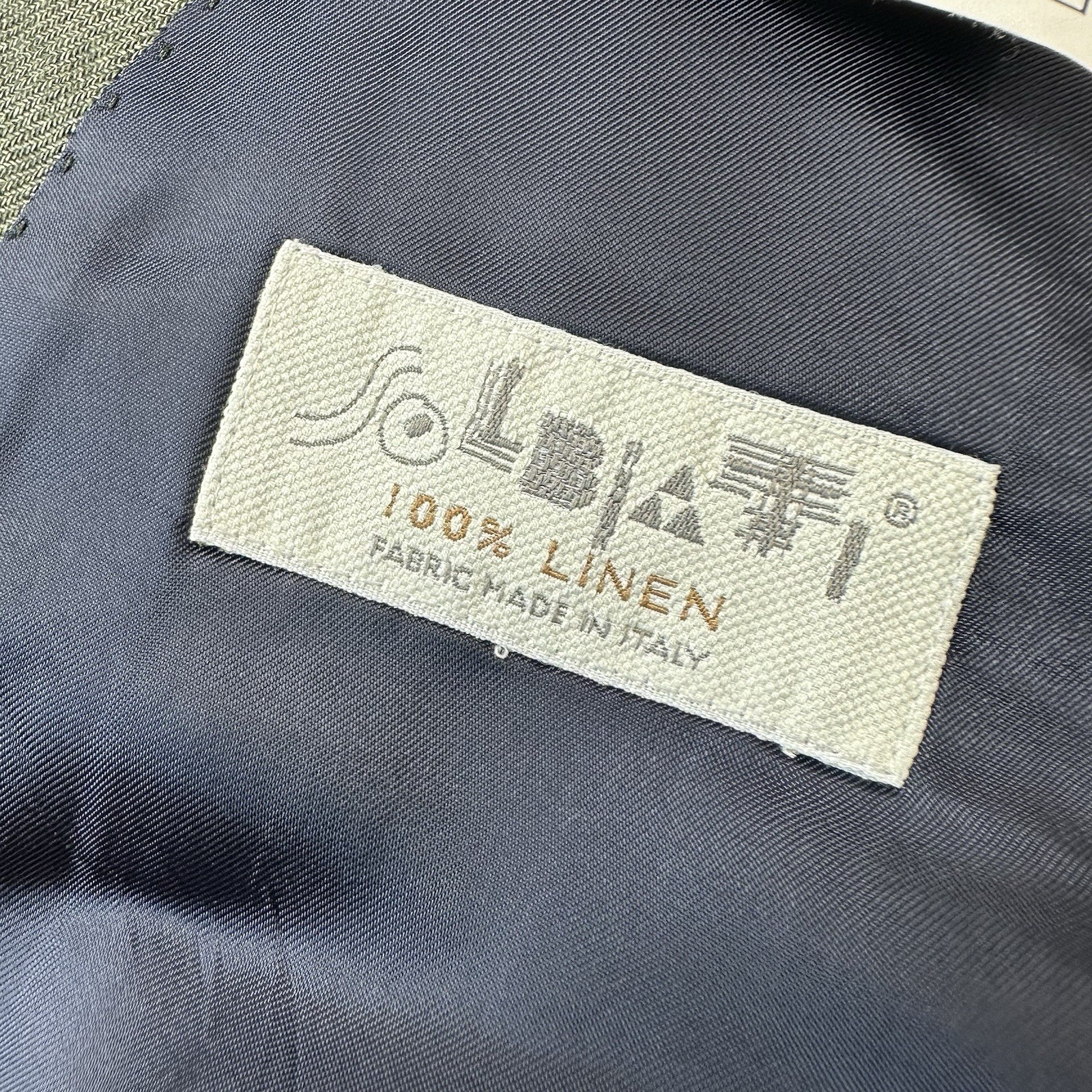 Suit Supply Green Havana Solbiati Pure Linen Half Lined Mens Sportcoat 42L