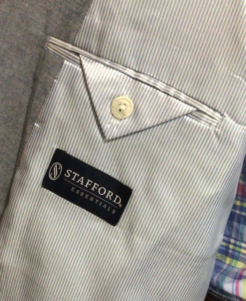 STAFFORD CLASSIC FIT MENS BLUE GRAY COTTON SPORT COAT JACKET BLAZER 52R