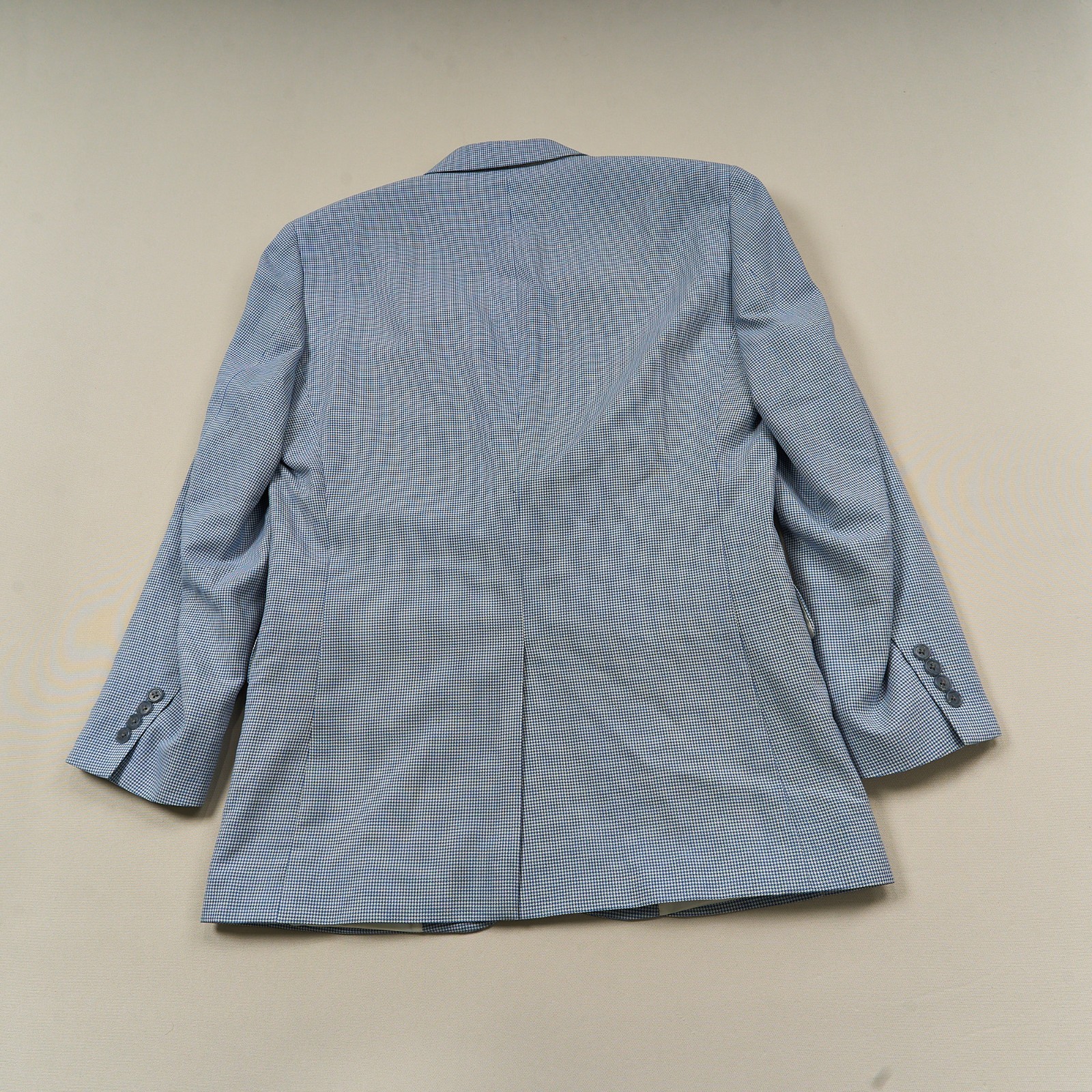 Jos A Bank Blazer Mens 41L Wool Sport Coat Houndstooth Check Light Blue Jacket