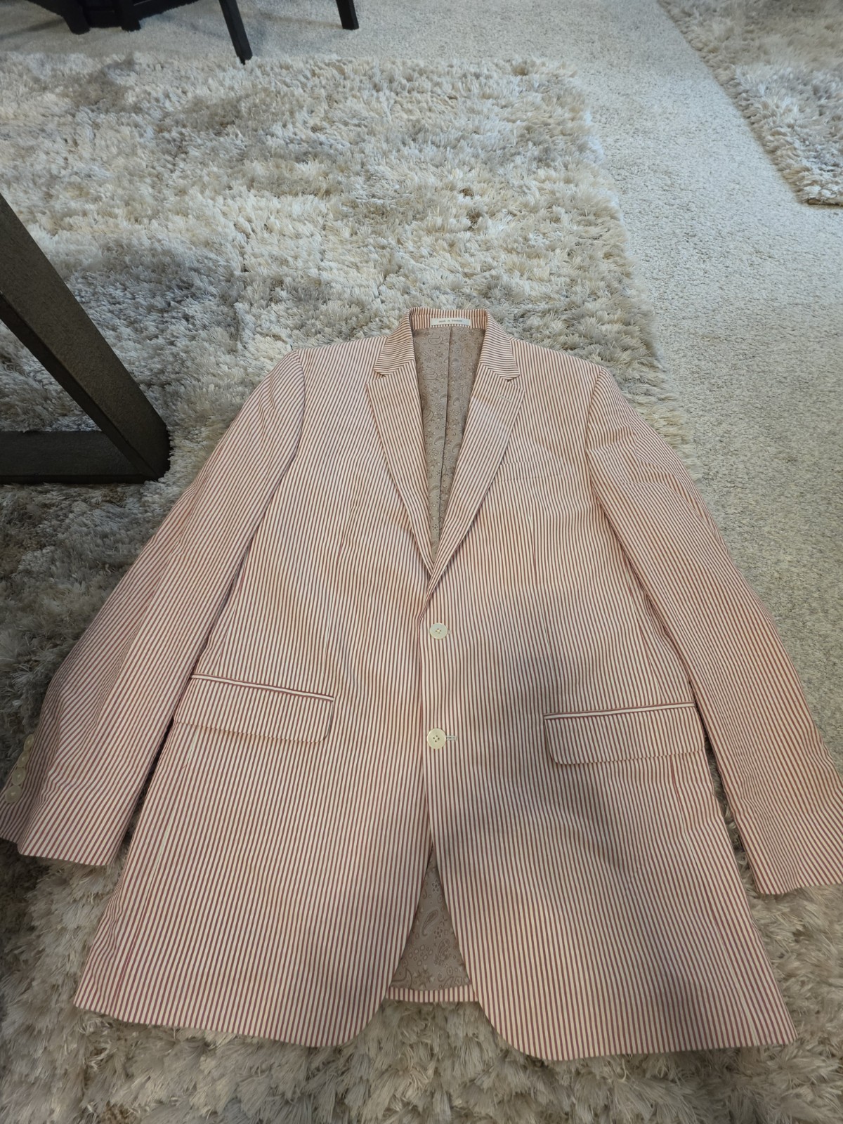 Lauren Ralph Lauren Leland Lord & Taylor Seersucker Blazer Red Striped Coat 42L