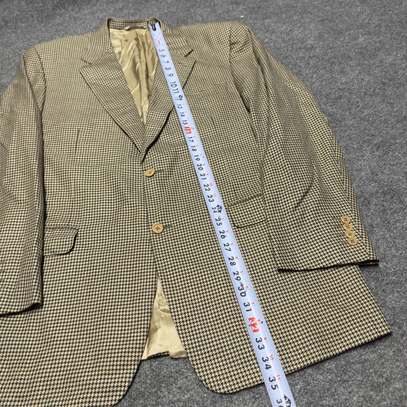 Canali Houndstooth Silk Wool Blazer Sport Coat Jacket Men EU 54 US 44 Beige