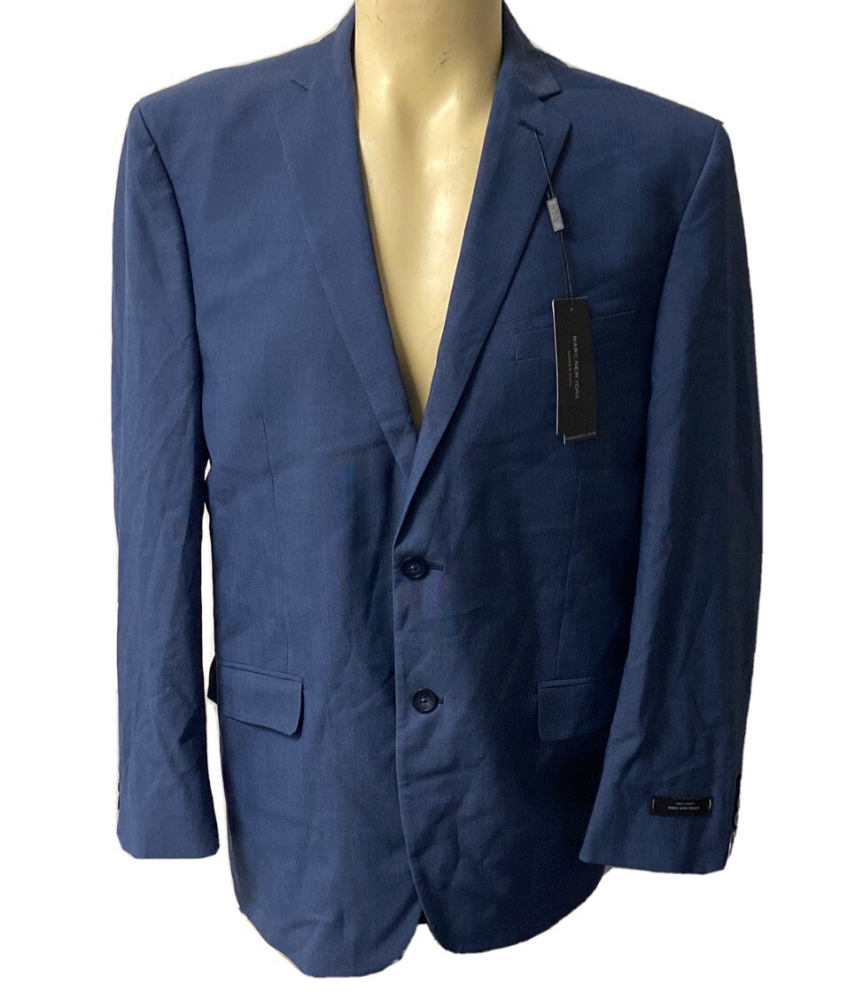 Marc New York Men Blue Stretch Separate Suit Jacket Blazer 44R Made Jordan $395