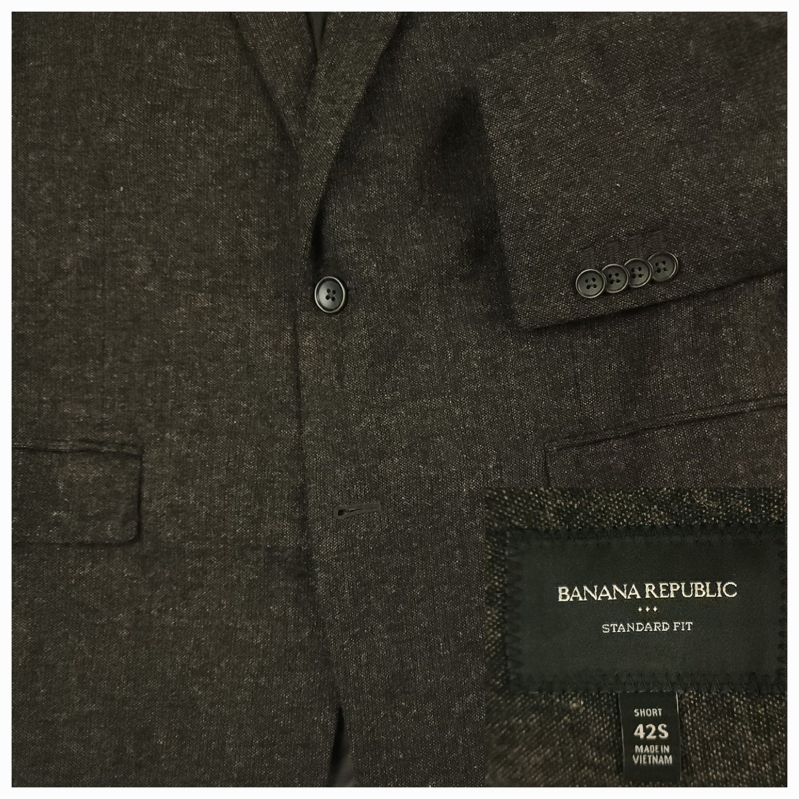 Banana Republic Sports Coat Mens 42S Standard Fit Casual Speckled Wool Blend