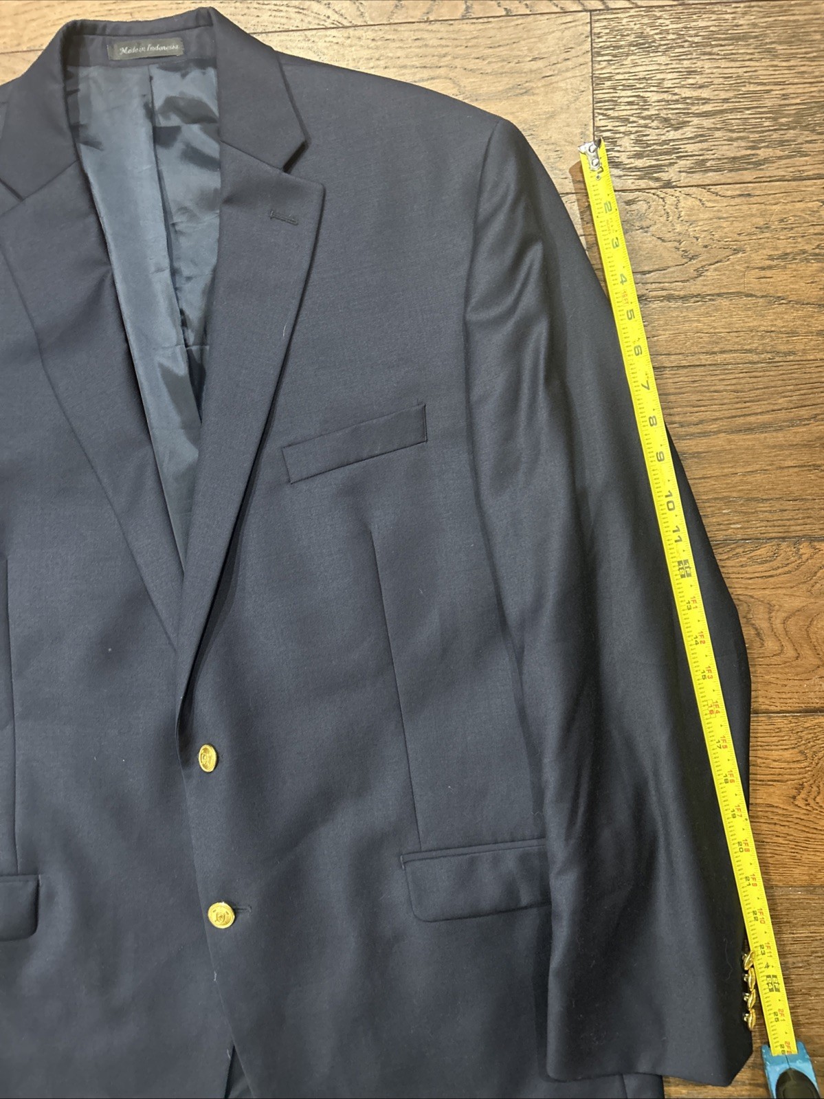Lauren Ralph Lauren Jacket,Mens 46L,Navy Blue Wool Coat, Gold Crest Buttons