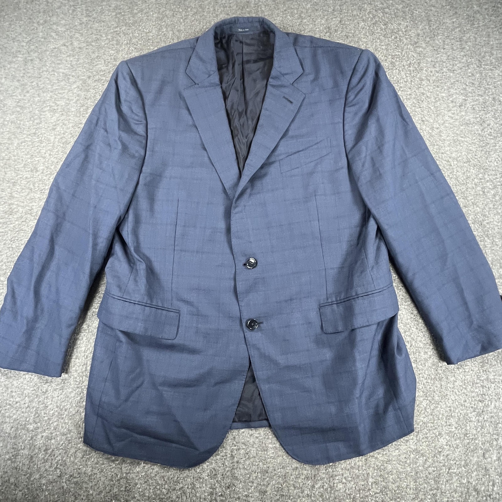 Ermenegildo Zegna Blazer Mens IT 56R Blue Check Wool Silk Suit Jacket Italy