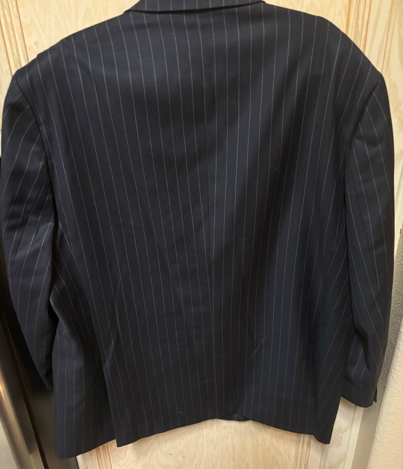 100% Merino Wool 50R Blue Striped Suit Jacket Sports Coat Business Office Formal