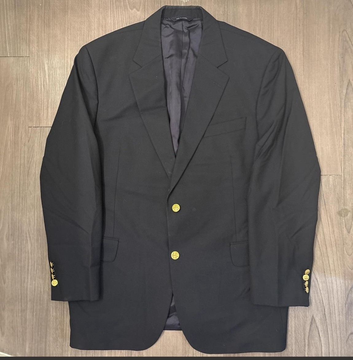 Brooks Brothers Brooksease Black Wool Flannel 2-Button Blazer 44R