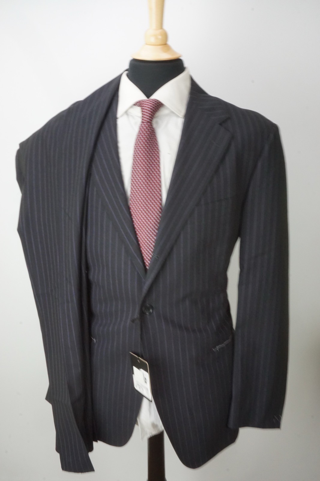 Flannel Bay Dark Blue Striped Wool 2 Pc Suit Jacket Pants Sz 44R BRAND NEW