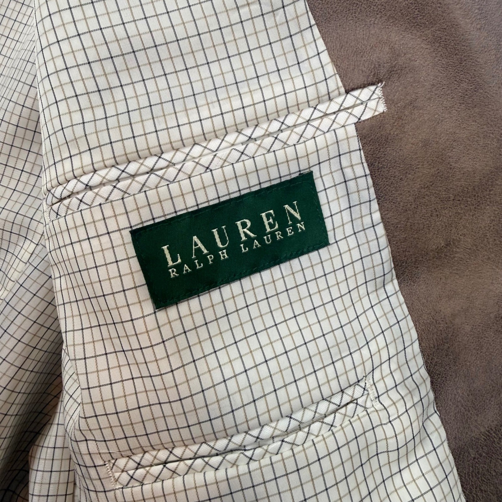 Lauren Ralph Lauren Mens Blazer Brown 48R Cotton Polyester Utility Press