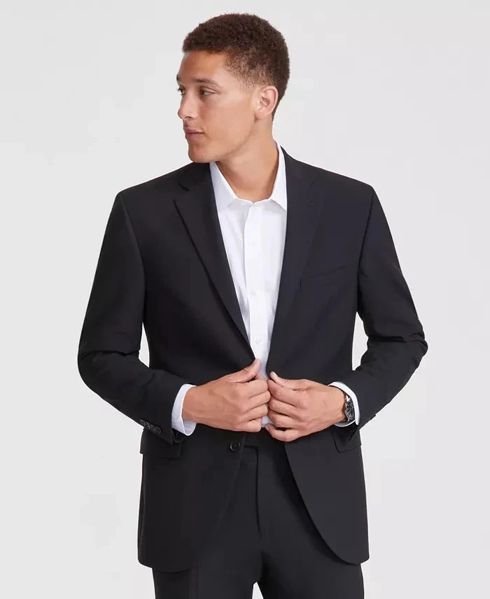$395 DKNY Men’s Black Modern Fit Nested Suit 40 R 32 x 30 yap1726