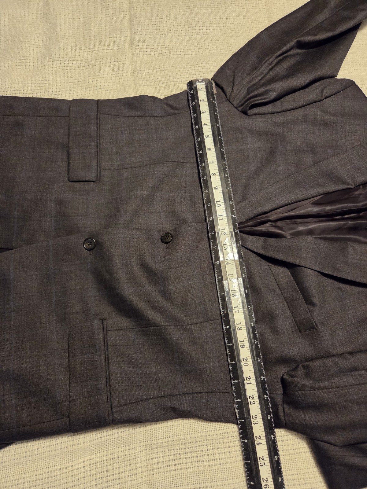 Ralph Ralph Lauren Sport Coat Blazer 46R Gray Blue Windowpane 100% Wool Canada