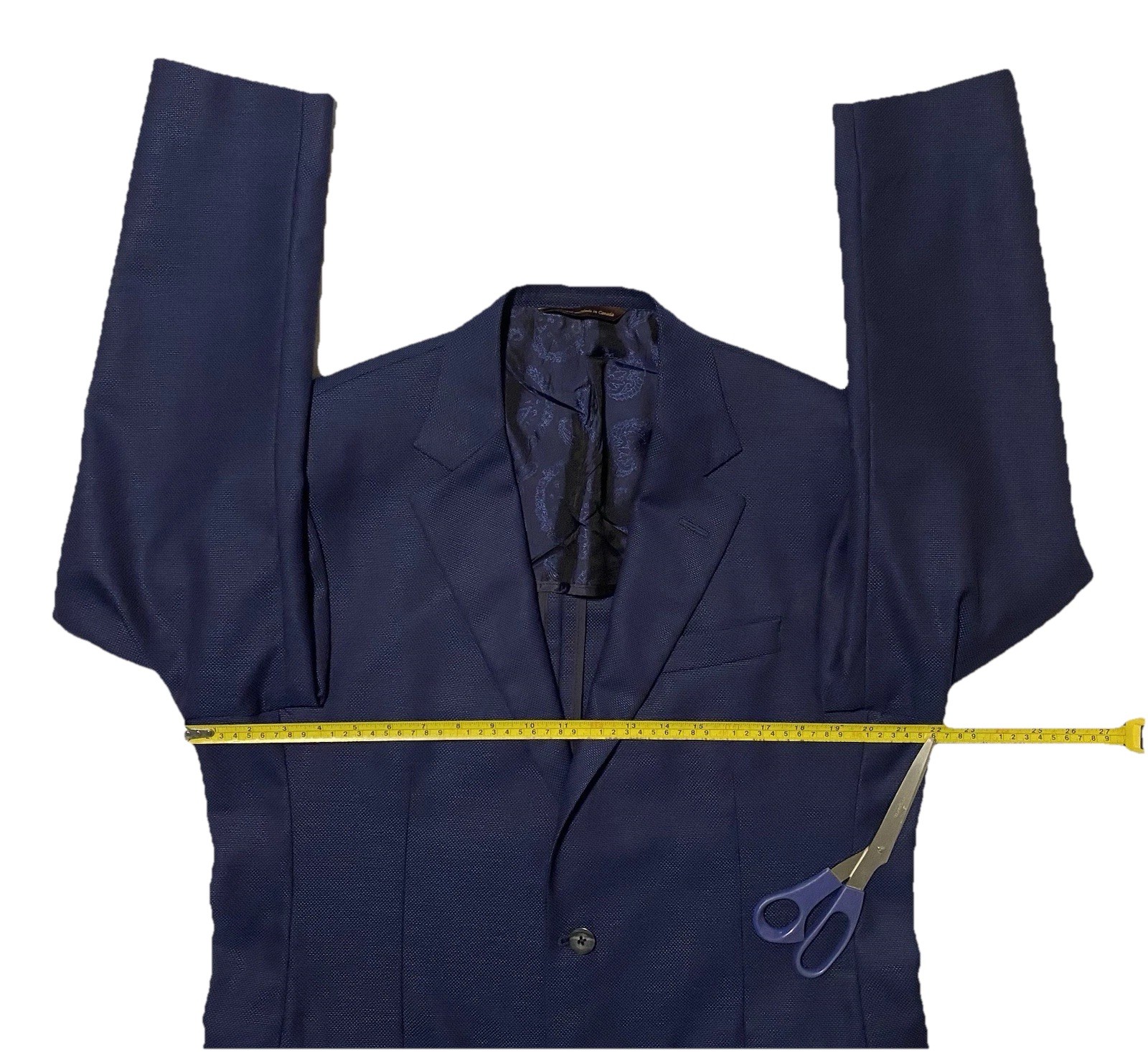 Robert Talbott Carmel Geometric Navy & Blue Unlined Men Blazer Jacket 42T Canada