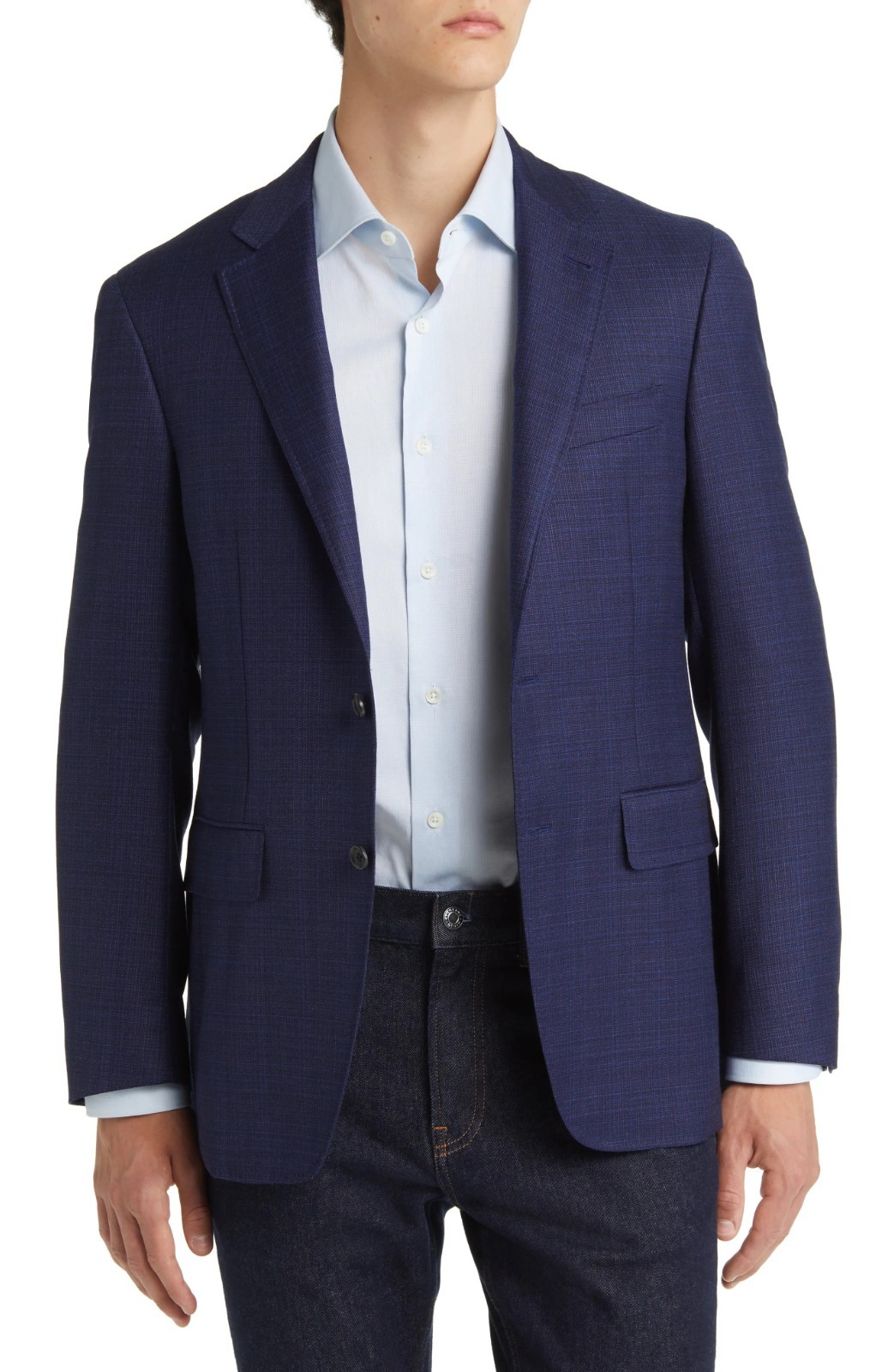 Canali Kei Mens Trim Fit Wool Sport Coat Blazer Blue EU 58 L / US 48 L – Italy