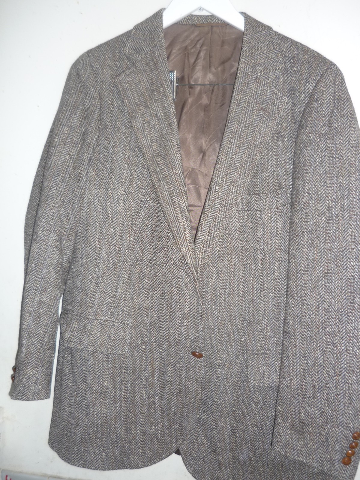 CHAPS Ralph Lauren Brown Herringbone 100% British Wool Blazer Sport Jacket, 38R