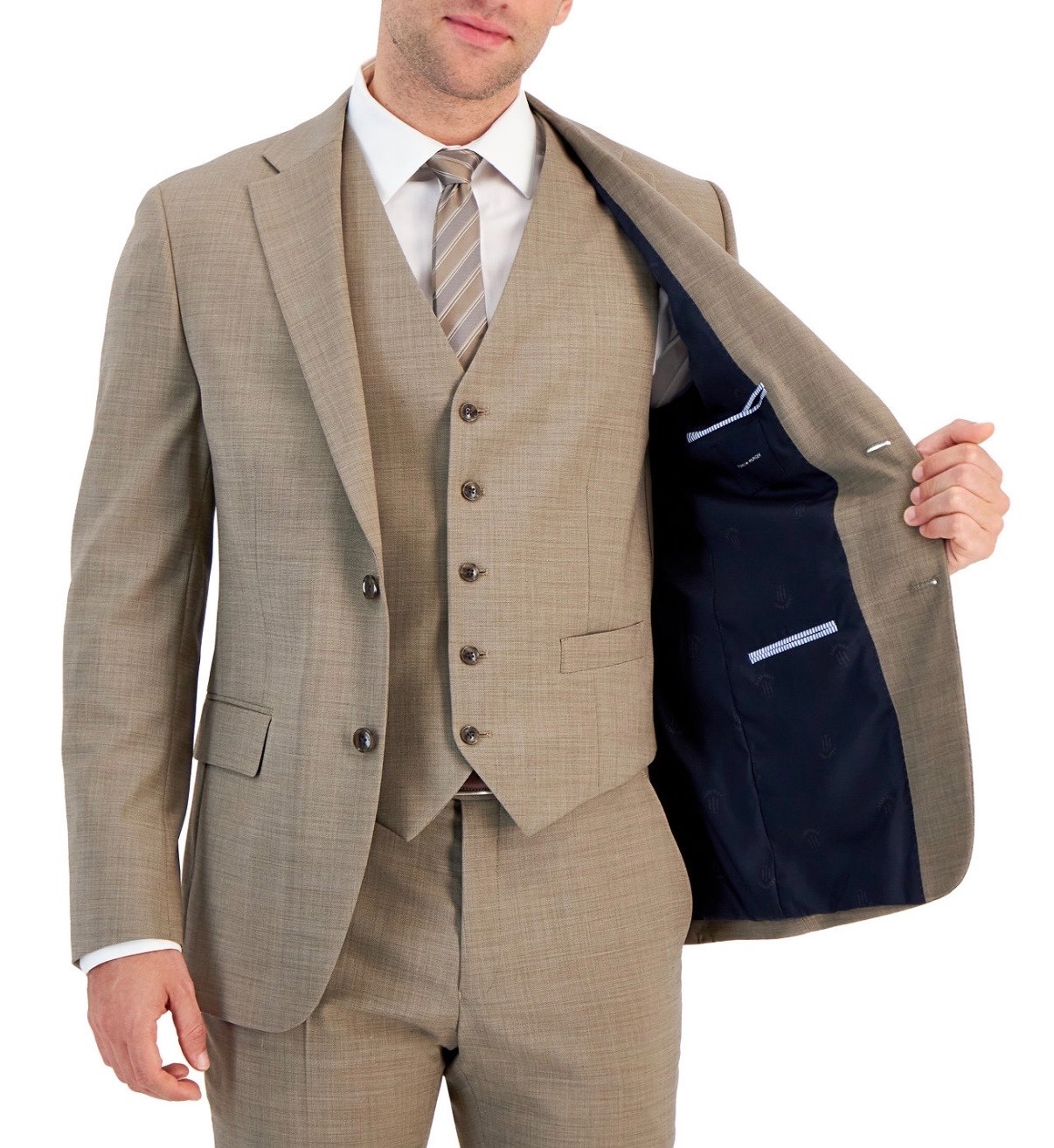 $460 NEW TOMMY HILFIGER Mens 38R Tan Wool Blend Blazer Sport Coat Suit Jacket