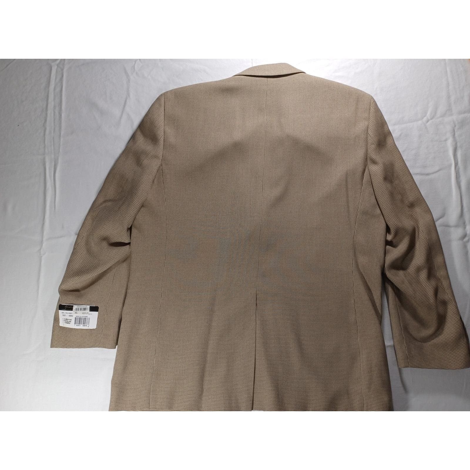 Andrew Signature Collection Men’s Beige Houndstooth Blazer Sport Coat 46RE New