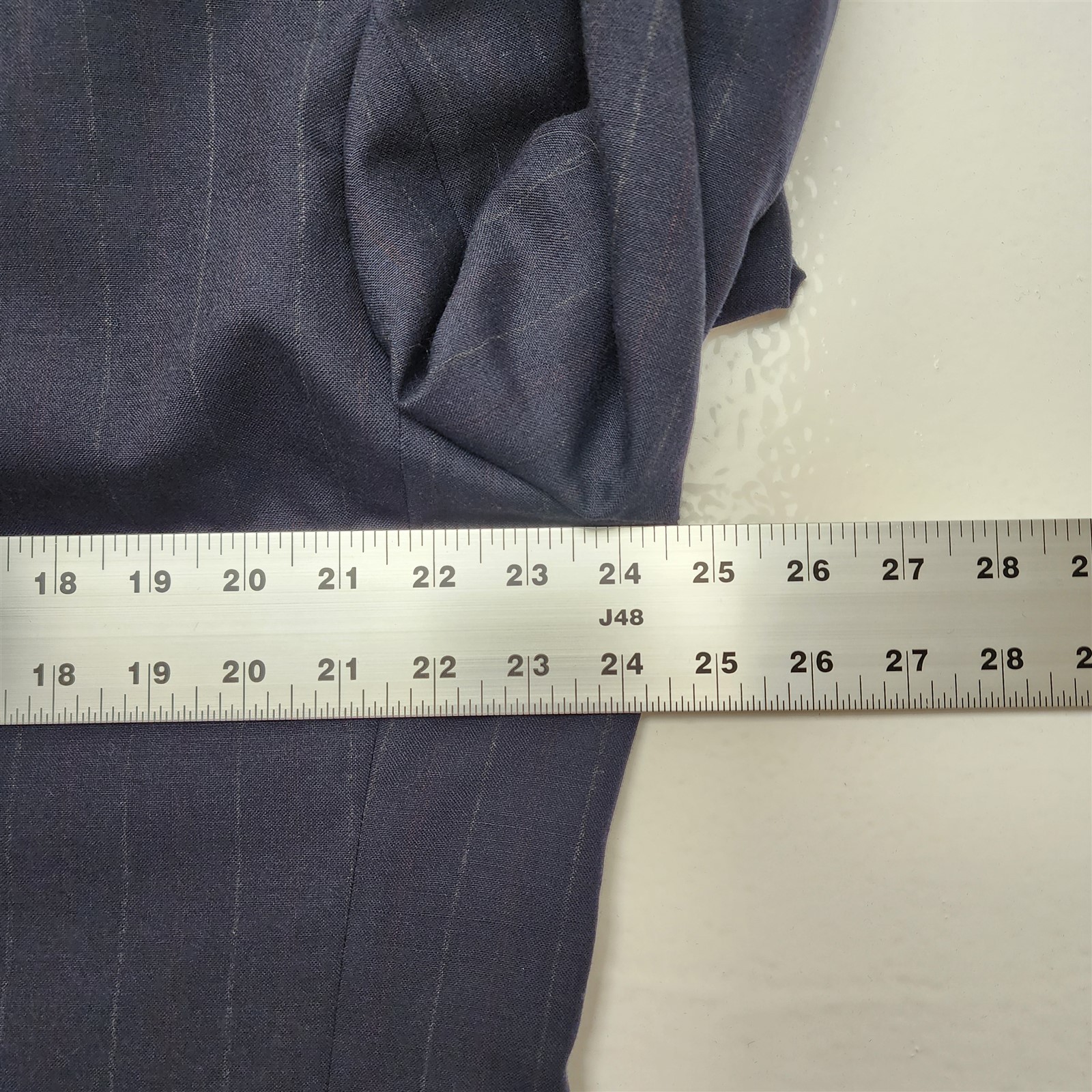 Vtg Givenchy USA Made 44R Navy Stripe Wool Double Breast Strong Shoulder Blazer