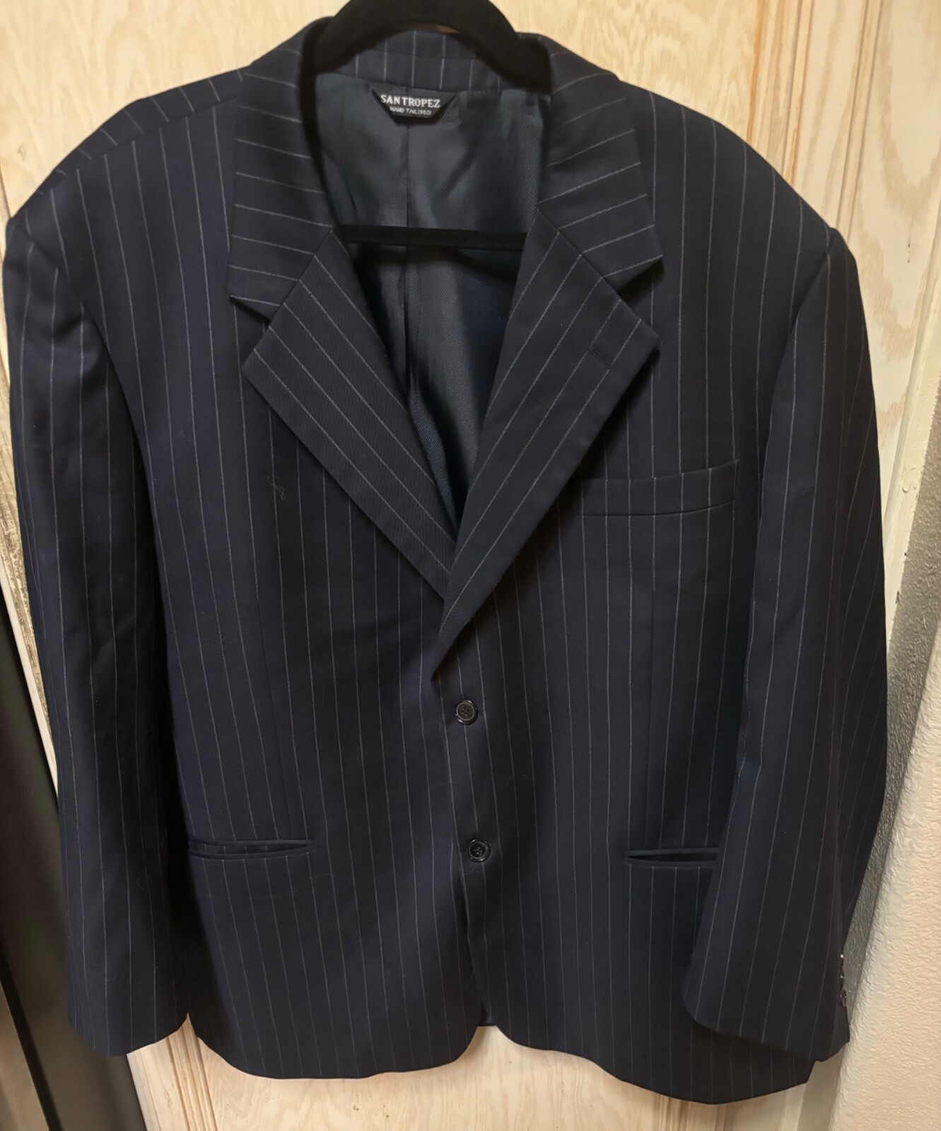 100% Merino Wool 50R Blue Striped Suit Jacket Sports Coat Business Office Formal