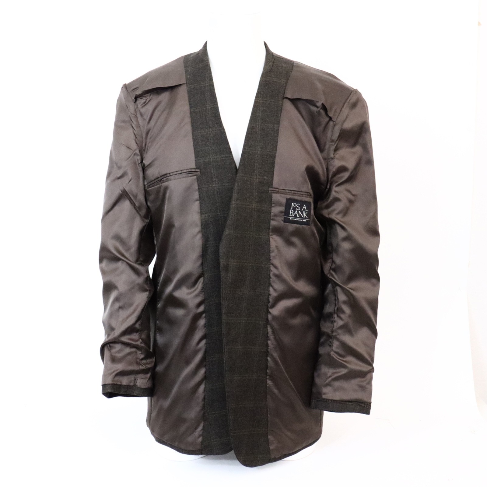 Jos A Bank Blazer Mens 44L Brown Plaid 2 Button Wool All Season Sport Coat