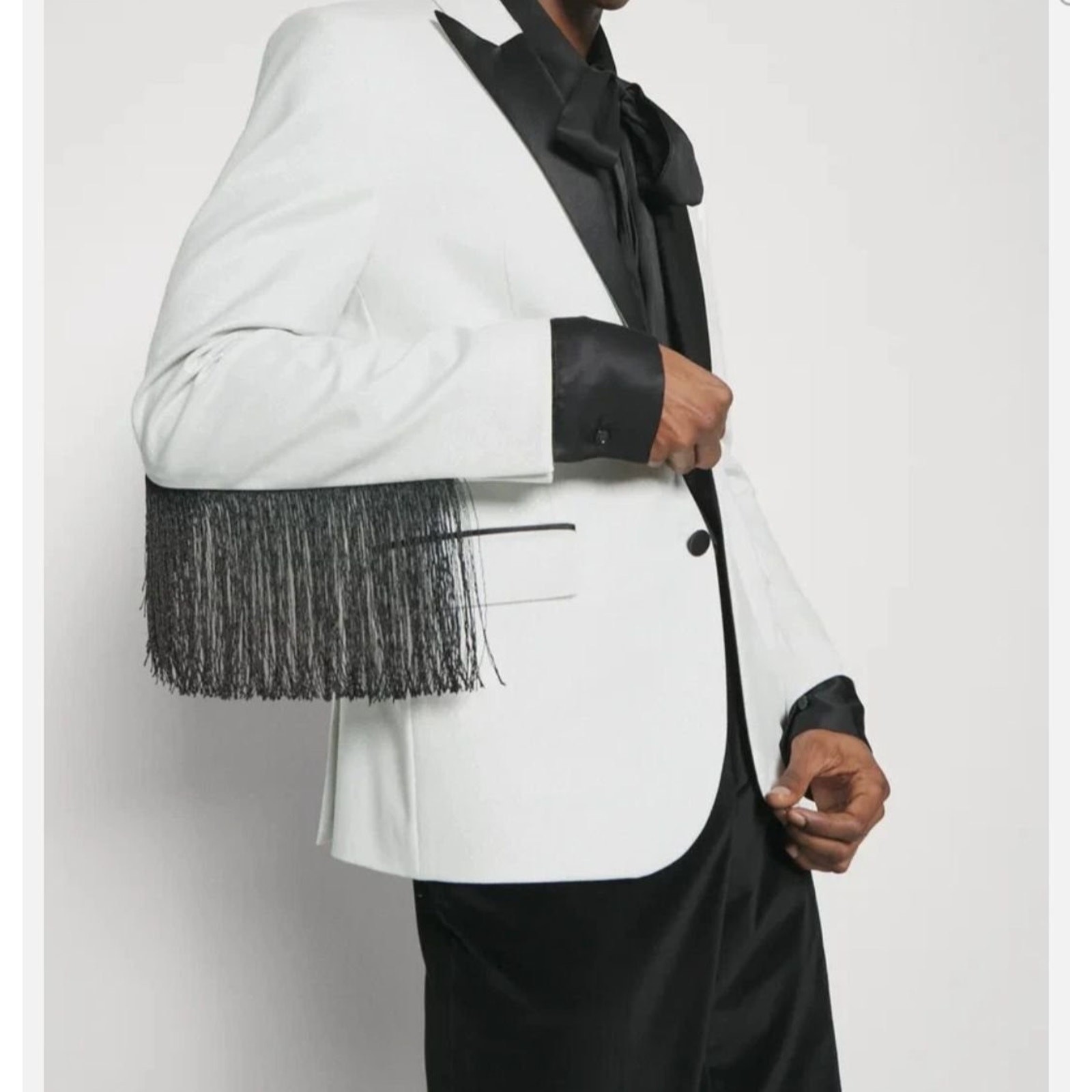 J.Lindeberg Western Fringe Tuxedo Blazer Size 38R US 48R EU White Lenny Runway