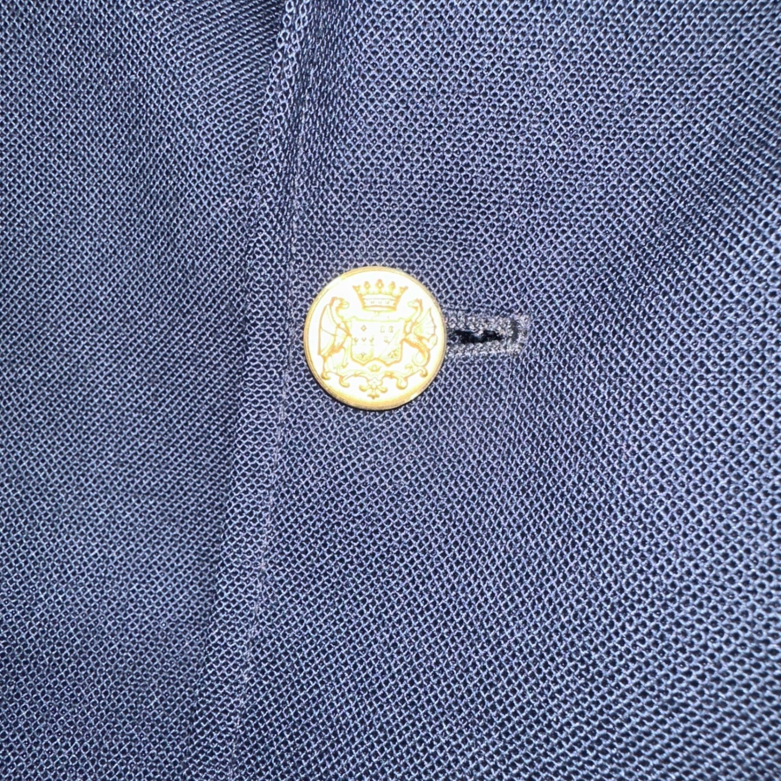American Trend Mens Navy Blue Blazer Gold Crest Buttons Two Button Jacket