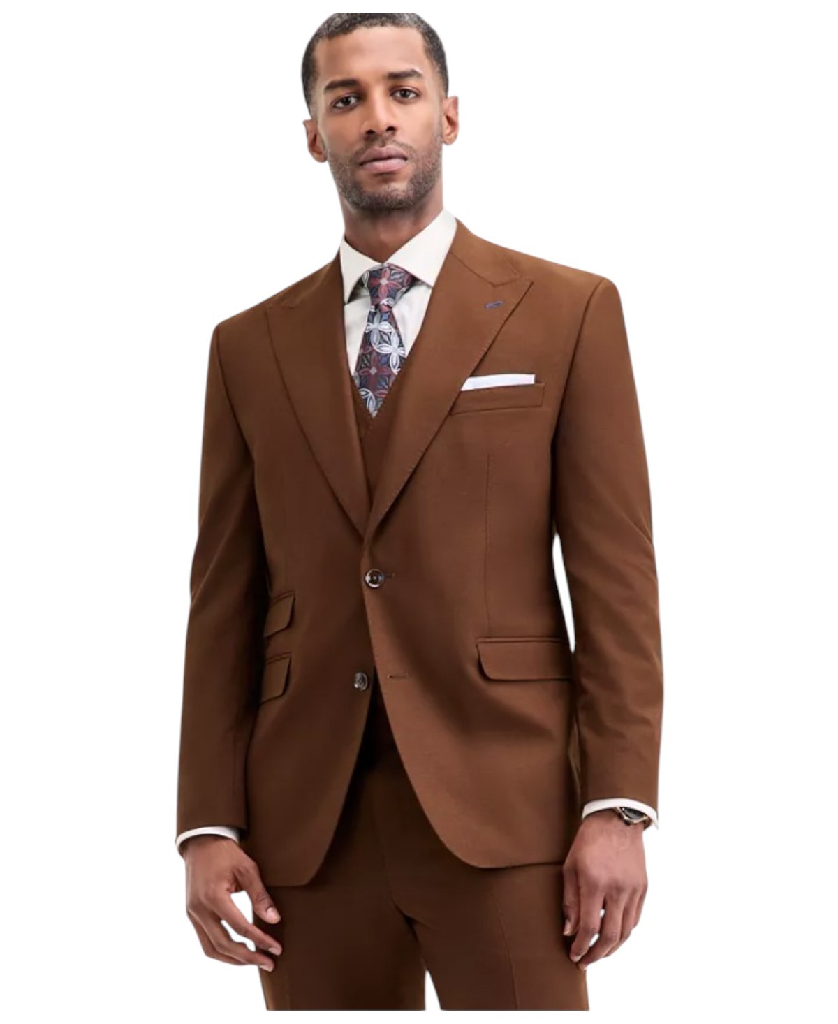 Tayion Mens Classic fit Suit Jacket Blazer 44 L Brown Solid