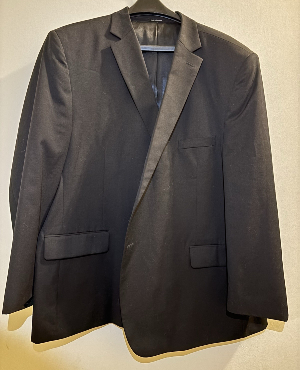 Pronto Uomo Black Wool Suit Jacket 56R Single-Breasted 2-Button Notch