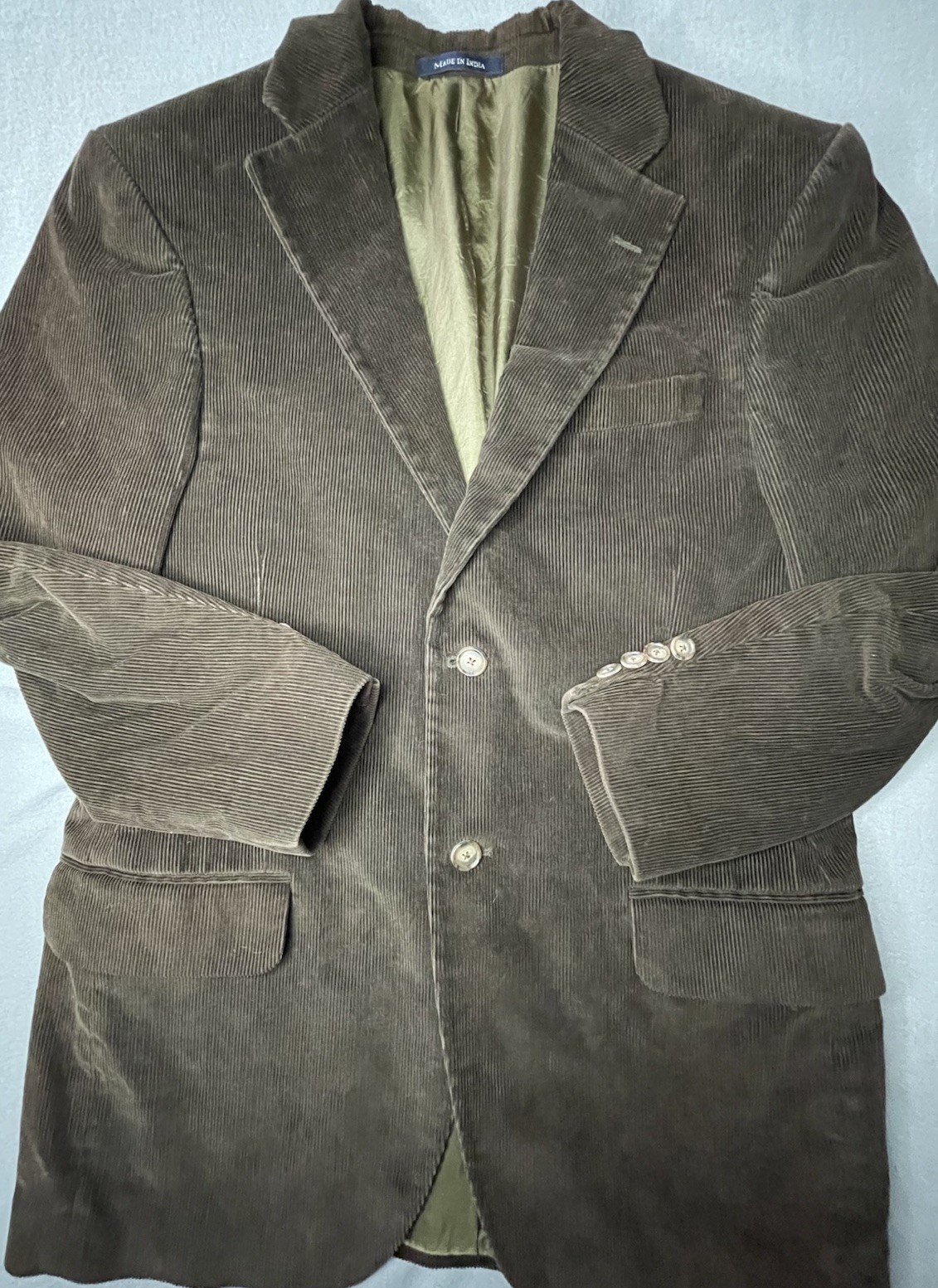 Lands End corduroy blazer sport coat 38 reg Dark brown classic retro preppy