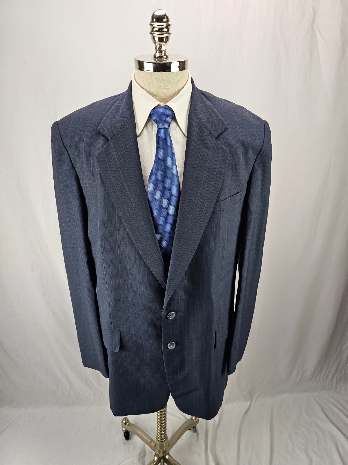 Gary Chapman Executive Tailored Men’s Blue Pinstripe Wool Blazer Jacket 46L