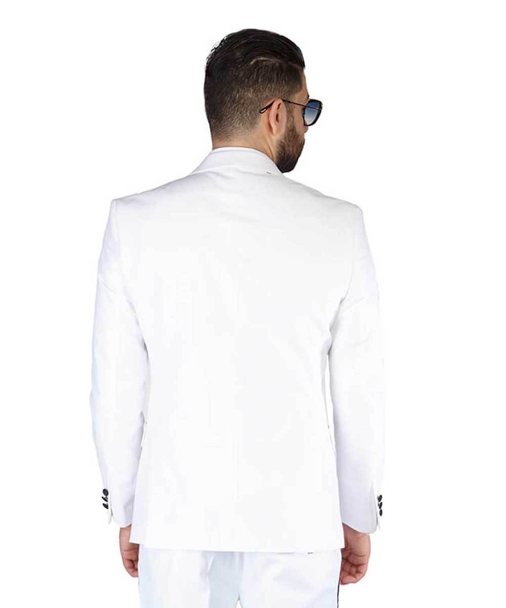 White Peak Lapel Dinner Jacket Tuxedo Slim Fit 1 Button Blazer By AZAR MAN