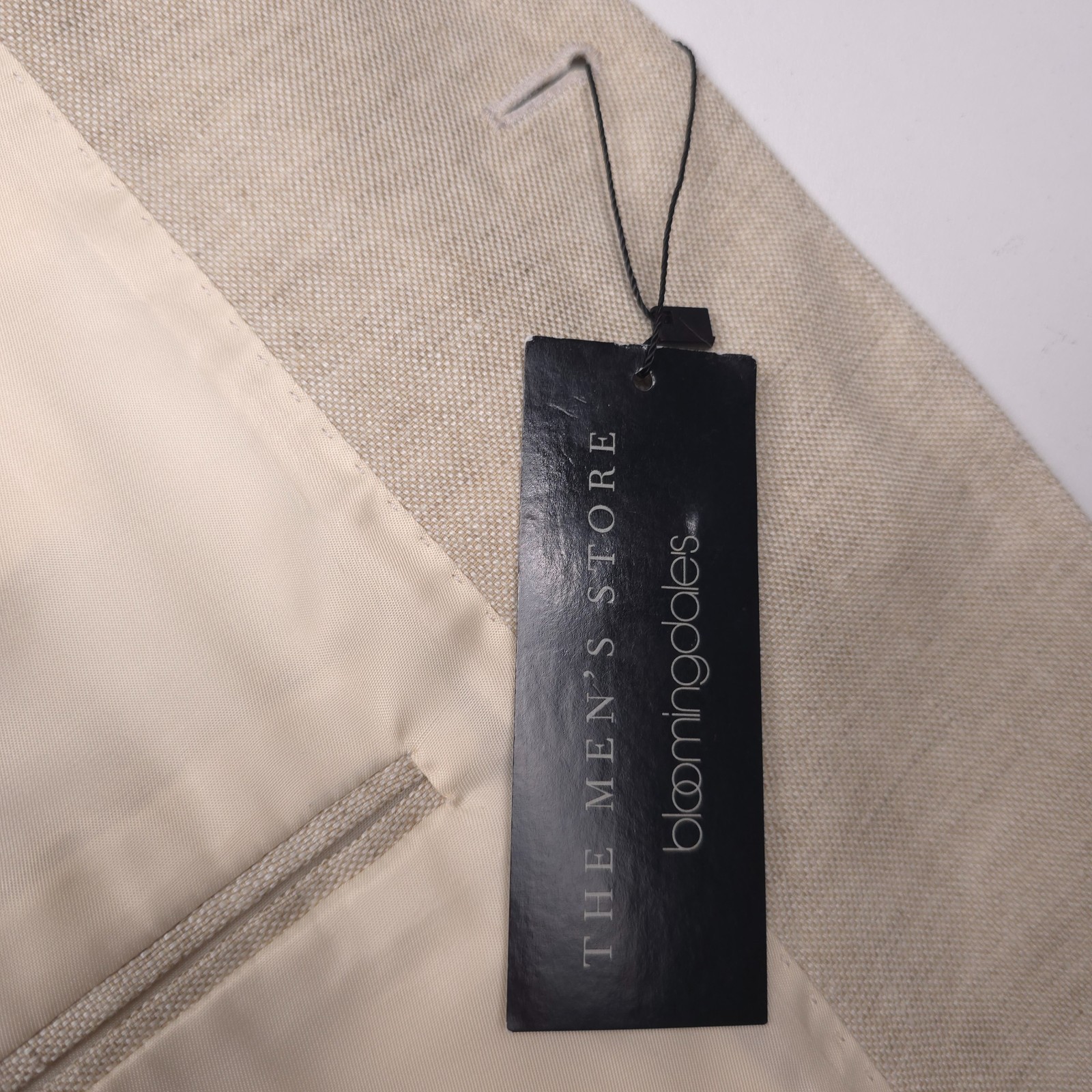 Bloomingdales Delave Linen Hopsack Sport Coat Mens 48R Solid Tan Blazer Jacket