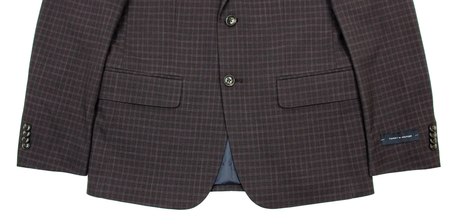 Tommy Hilfiger Sport Coat 42 L Modern Fit Purple Check TH Flex Blazer Jacket New