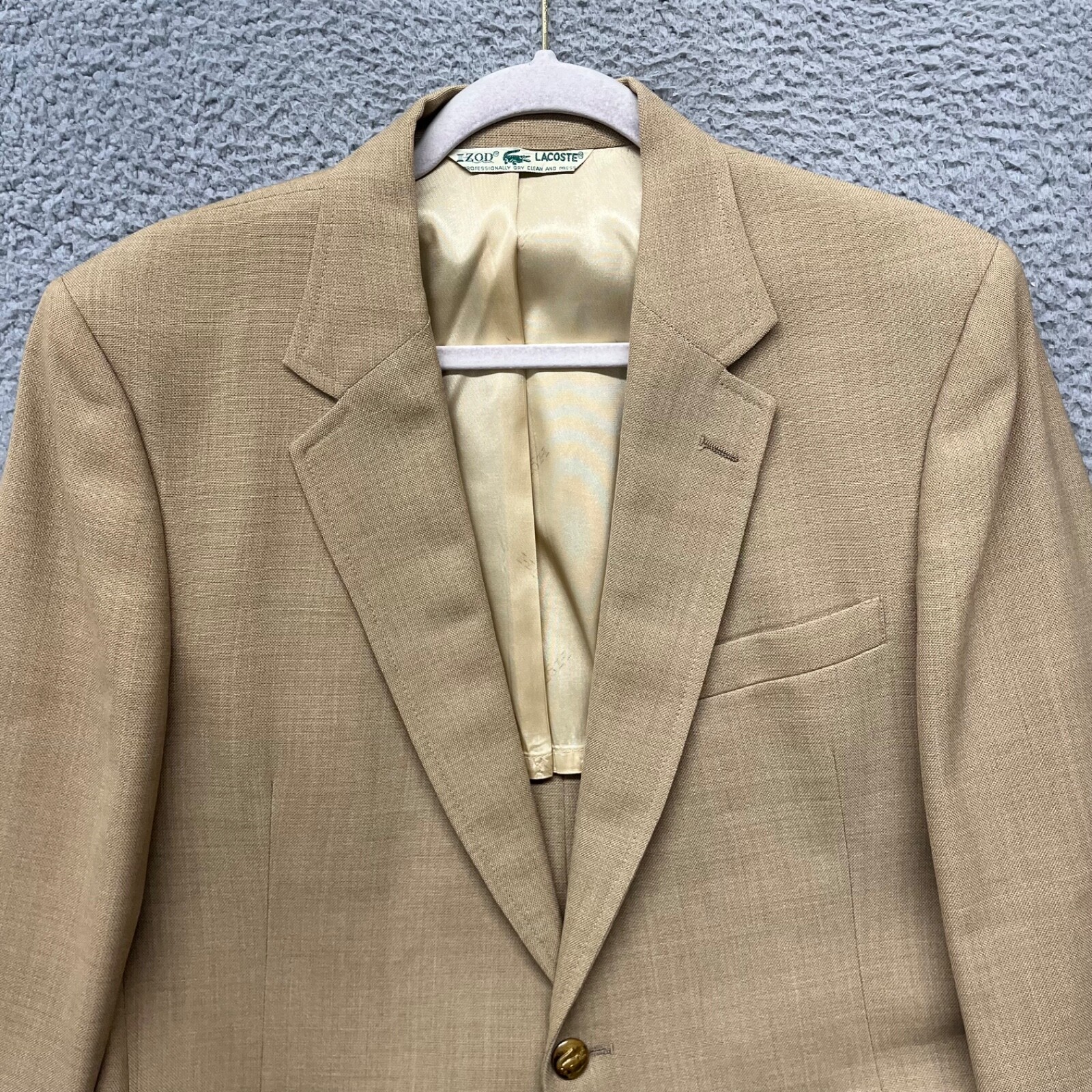Izod Lacoste Blazer Mens 42 Tan Sport Coat Retro Preppy Golf Heritage