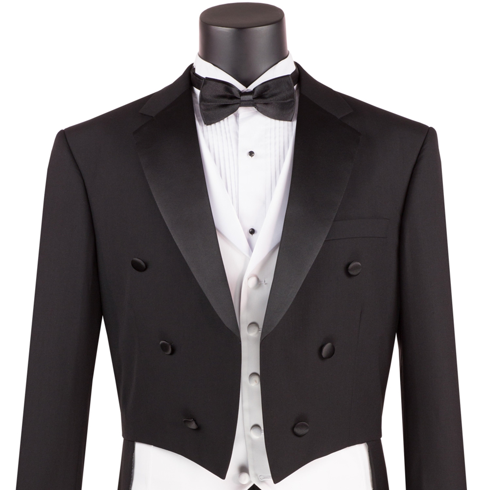 VINCI Men’s Black Formal Classic Fit Tailcoat Tuxedo Suit w/ White Vest NEW
