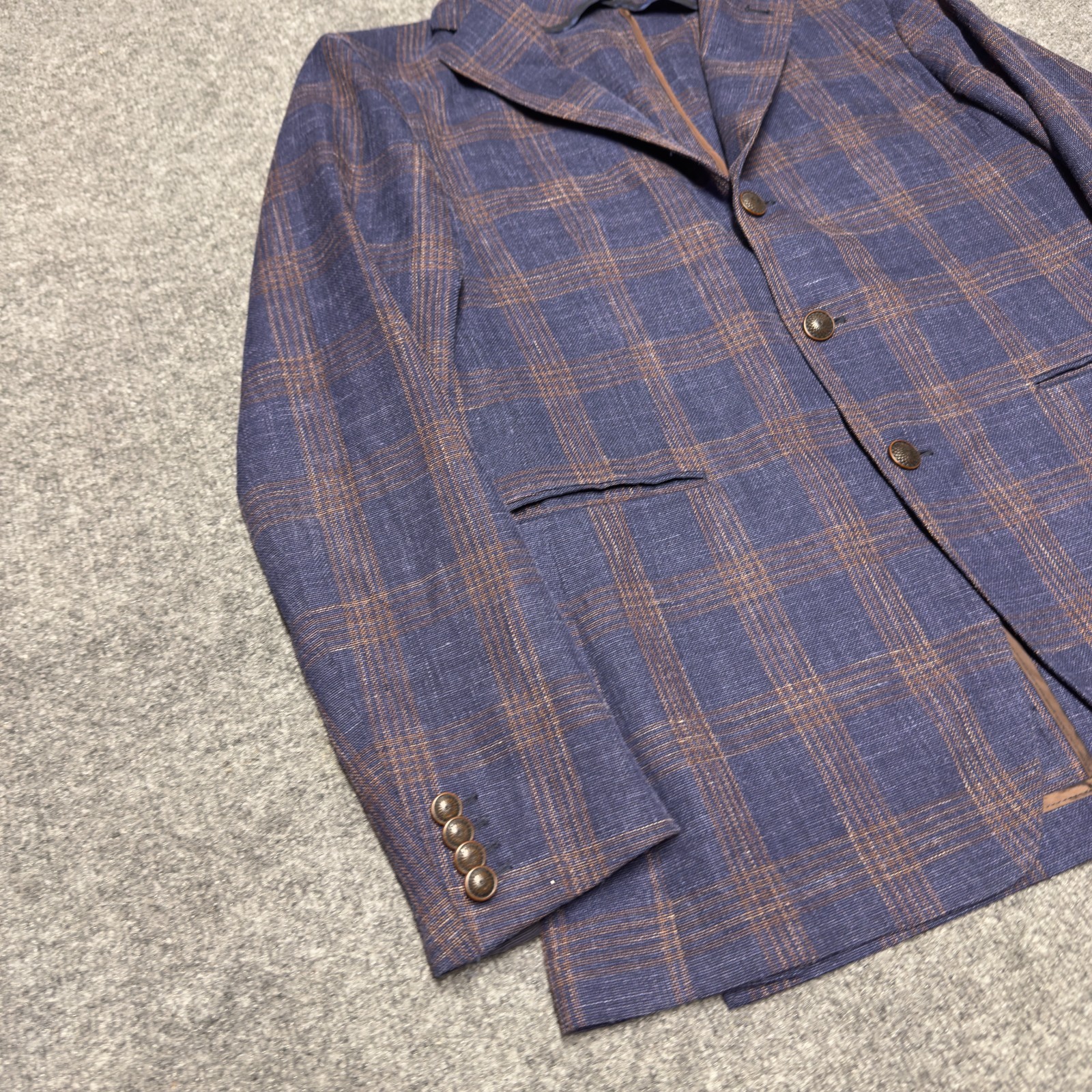 Tagliatore Wool Linen Glen Plaid Italy Men 52R US 42R Vitale Barberis Canonico