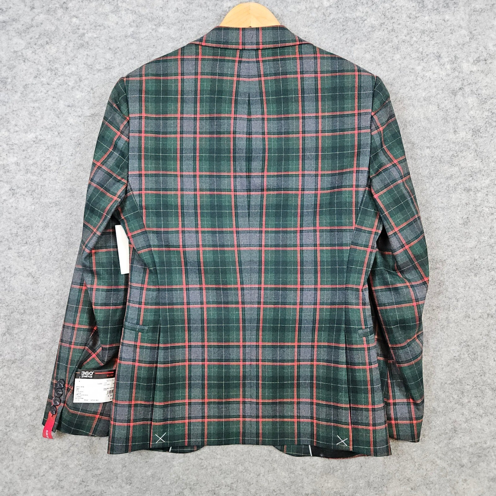 JF J Ferrar Men’s Green & Red Tartan Plaid Blazer Size 34/36SH NEW NWT Preppy