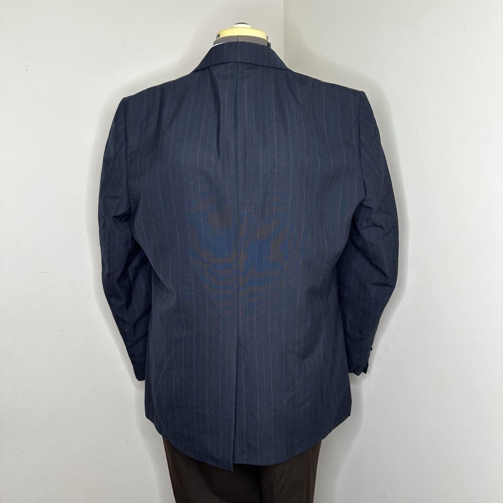 Towncraft Mens 43R 47″ Blazer Sport Coat Suit Jacket Navy Blue Striped 2 Button