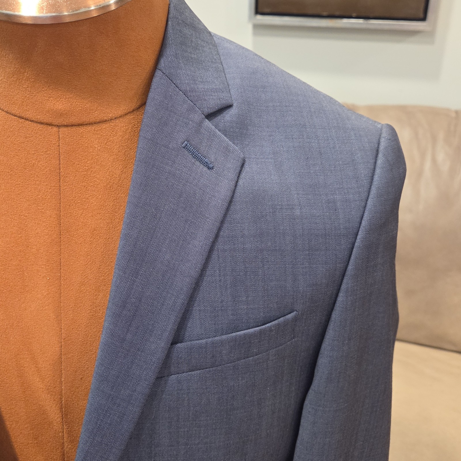 NWOT New EXPRESS Men’s 36 Short Wool Suit Blue Fitted Flat Frt Pants 29 X 29