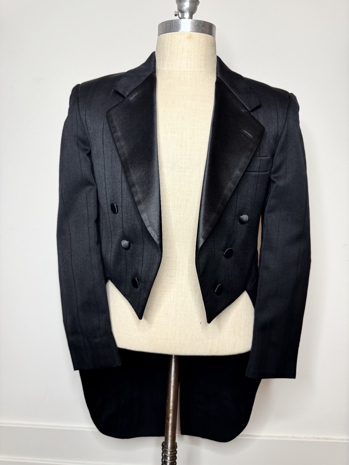 Vtg Christian Dior Monsieur Striped Tuxedo Blazer Jacket Double Breasted Tails