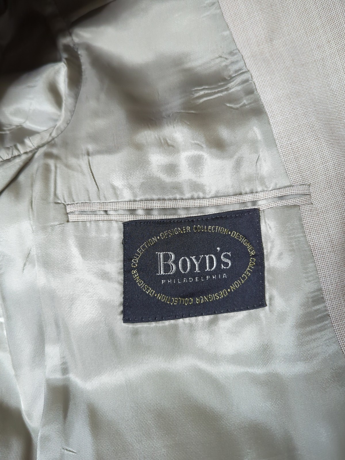 Vintage Chaps By Ralph Lauren 3-Piece Suit Tan Crosshatch Preppy Old Money Rich