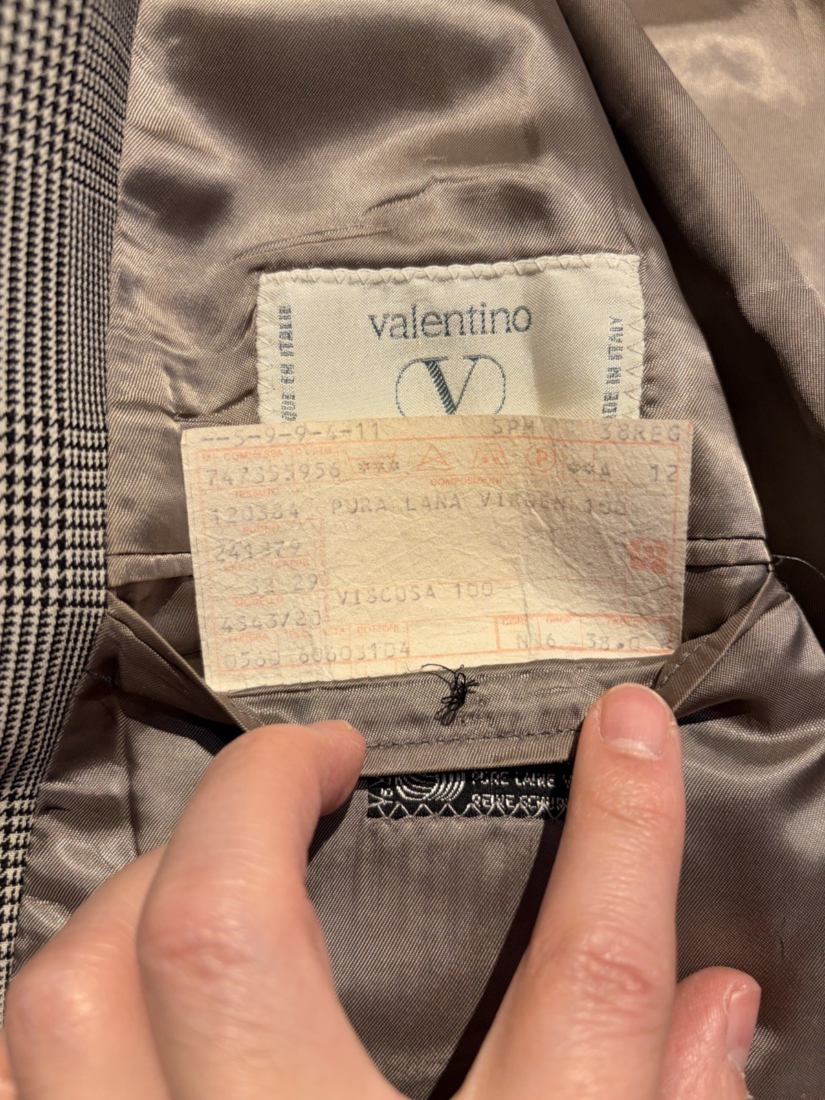 VTG Valentino Uomo Glen Plaid Light Gray Sport Coat Blazer Men’s 38R Virgin Wool
