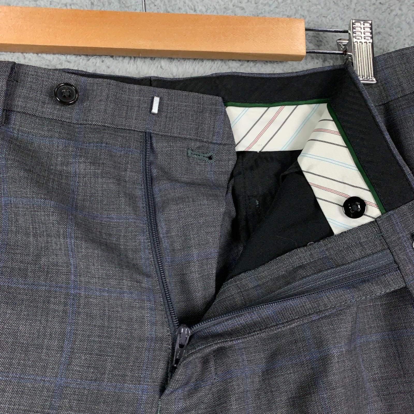 Lauren Ralph Lauren 2 Piece Suit Men’s 40S Grey Glen Plaid Wool Stretch 2PC
