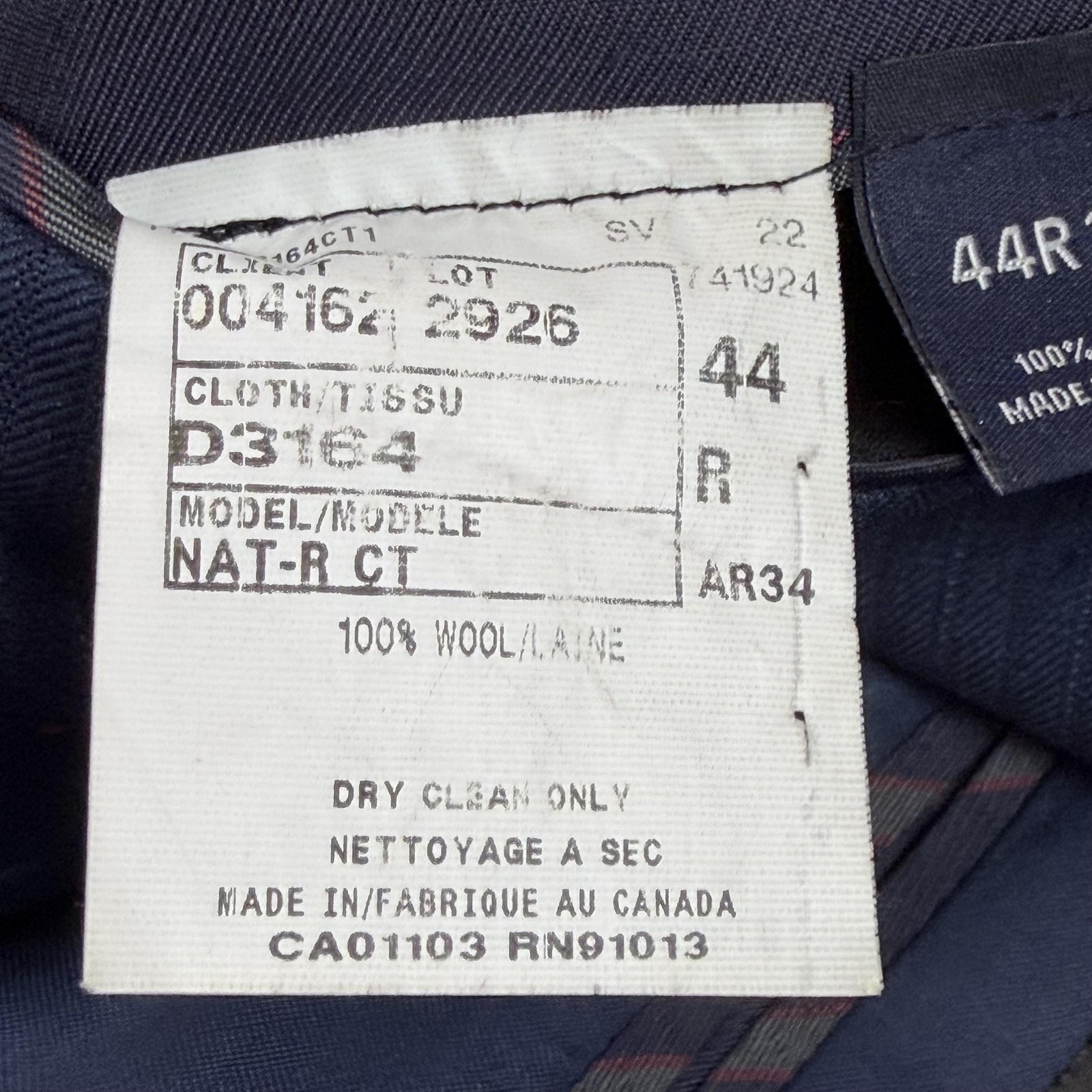 Loro Piana Cremieux Suit Jacket Mens 44R Blue Super 130s Wool Canada Union