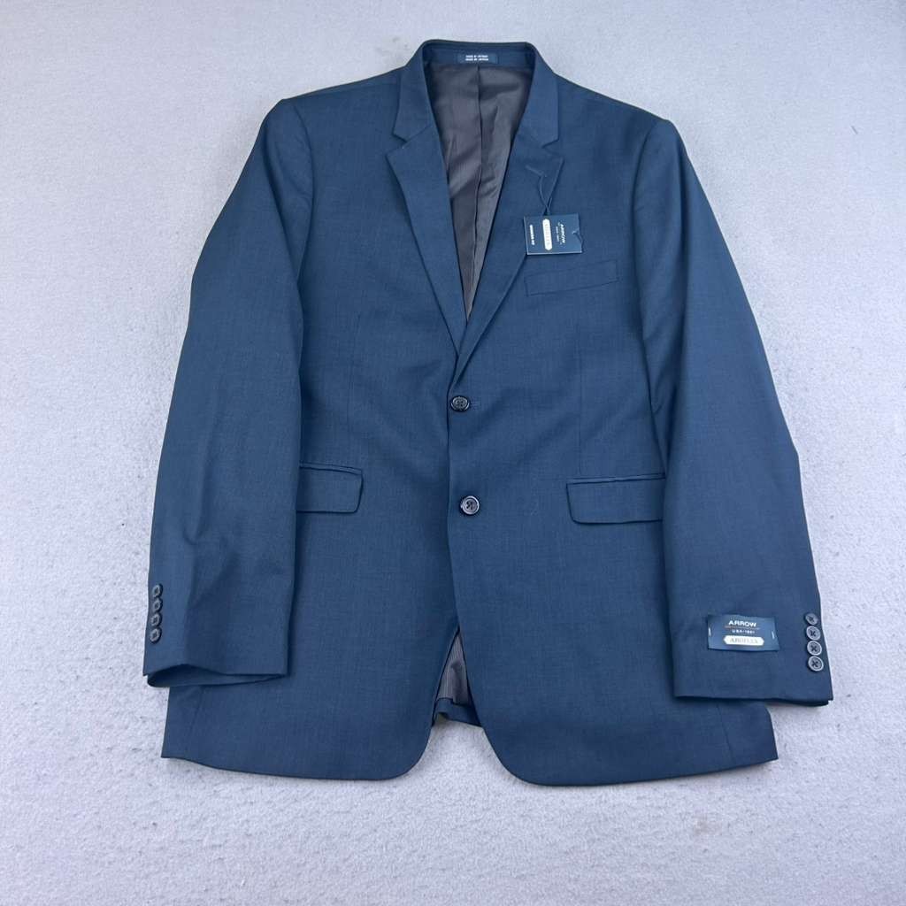 Arrow Blazer Mens 42 Long Blue Modern Fit AroFlex Button Up Suit Seperate NWT