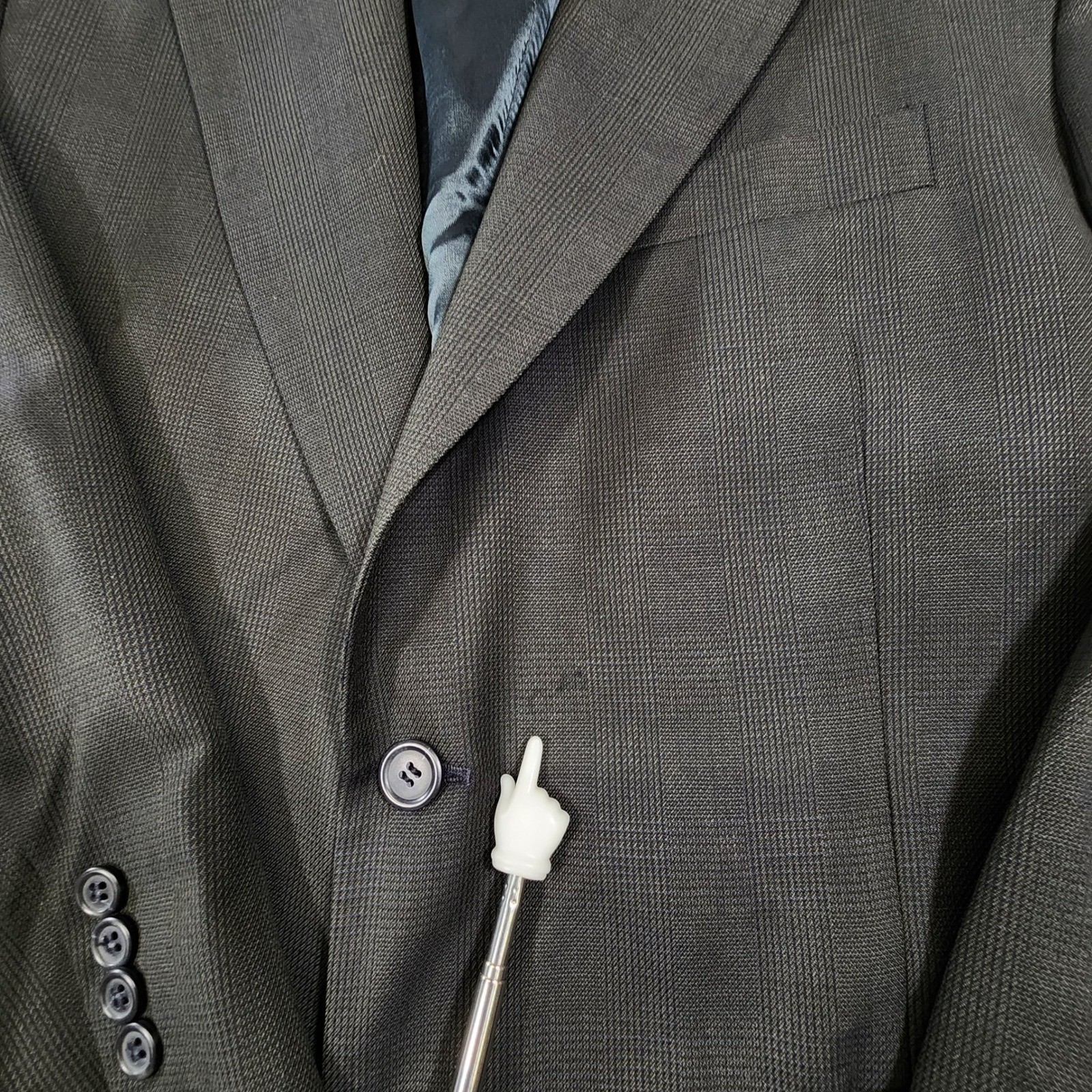 Jos. A. Bank Suit Men 41R Charcoal Gray Plaid Pleated Cuffed Two Piece Classic
