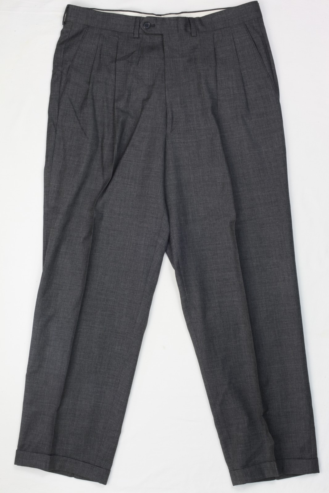 Manzoni Couture Vintage Wool Suit Made in Italy 90s 80s 41R 34×29 Pleats Cuffs