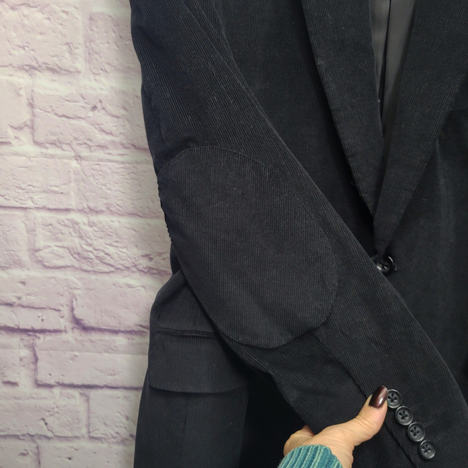 VTG Stafford Corduroy Black Sport Coat 46S Preppy Dark Academia Retro Business