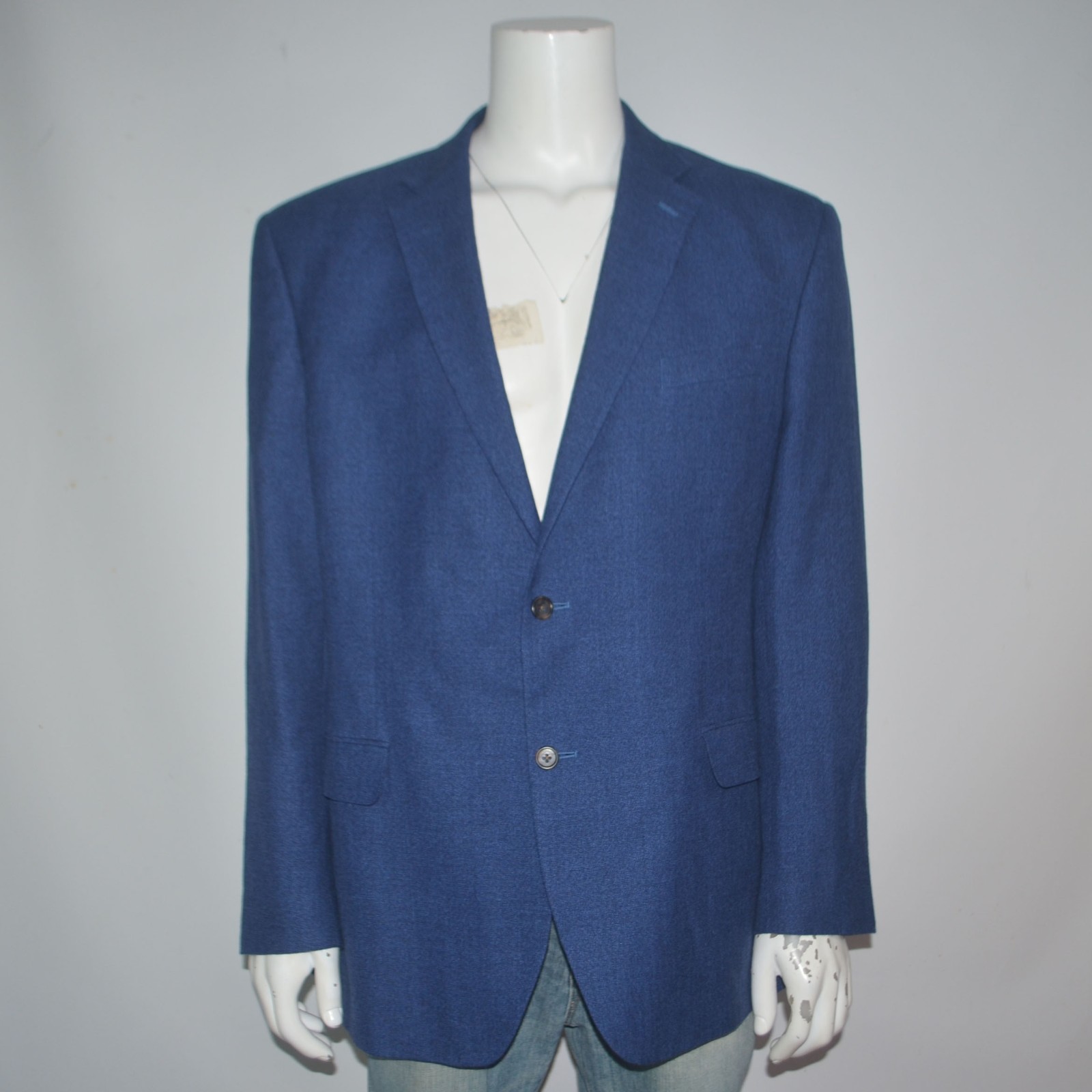 Mint JOS A BANK Traditional Fit Linen Wool Blue Two Button Blazer Sport Coat 46L