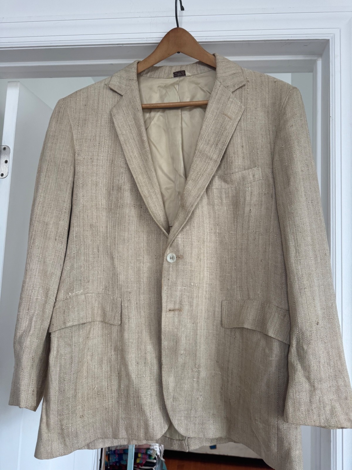 Emile Duval thick woven linen/cotton Suit Jacket -see photos for measurements .