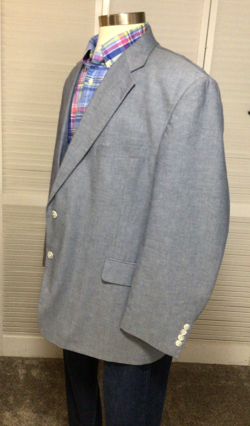 STAFFORD CLASSIC FIT MENS BLUE GRAY COTTON SPORT COAT JACKET BLAZER 52R
